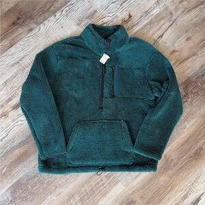 NET Pink by Victoria’s Secret Forest Green Sherpa Pullover Sweatshirt size Med